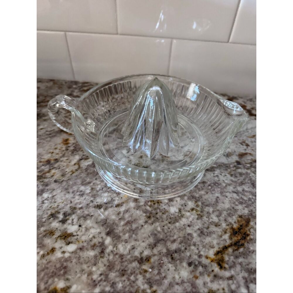 Lemon lime citrus fruit juicer thick clear glass tabletop kitchen accessories or